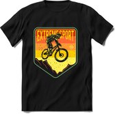 Extreme Sport | TSK Studio Mountainbike kleding Sport T-Shirt | Oranje - Geel | Heren / Dames | Perfect MTB Verjaardag Cadeau Shirt Maat 3XL