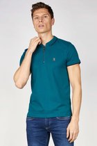 Gabbiano Poloshirt Polo Met Ruitenstructuur En Ritssluiting 232543   Petrol Green 514 Mannen Maat - XXL