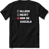 Alleen, Bezet en Chocola - Valentijnsdag T-Shirt Heren / Dames - Perfect Valentijn Cadeau Mannen / Vrouwen - Grappige Liefdes en Exen Spreuken, Zinnen en Teksten.