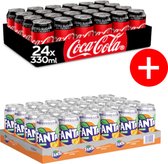 Coca-Cola Zero blik 24x330 ml & Fanta Zero 24x330 ml - totaal 48x330 ml