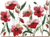 placemats Colour Poppies 30 x 23 cm kurk rood 6 stuks