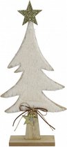 kerstboom Lizzy 20 x 43 cm hout/textiel wit