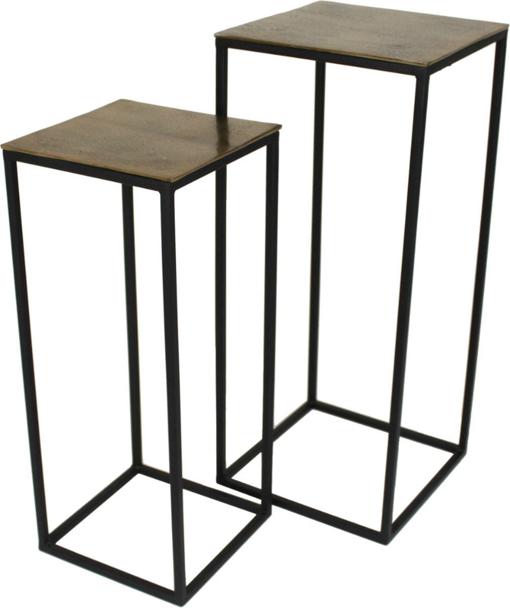 SVJ Home Decorations Mensa Bijzettafel - 30 x 30 x 70 cm - Aluminium - Goud - Set van 2