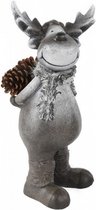 kerstfiguur Eland Manny 29 x 18 cm keramiek grijs