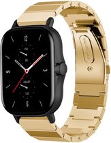 Stalen Smartwatch bandje - Geschikt voor  Amazfit GTS 2  metalen bandje - goud - Strap-it Horlogeband / Polsband / Armband