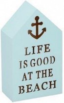 strandhuis Life is good at the beach 12,5 cm hout blauw