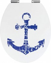 WC-bril Anker 37,5 x 44 cm MDF blauw/wit