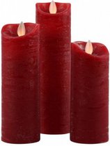 kaarsen met led verlichting wax rood set 3