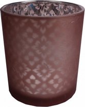 kaarsenhouder bloem 7 x 8 cm glas bruin