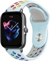 Siliconen Smartwatch bandje - Geschikt voor  Amazfit GTS 3 sport band - lichtblauw/kleurrijk - Strap-it Horlogeband / Polsband / Armband