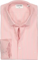 Calvin Klein slim fit overhemd - licht roze gestreept - Strijkvriendelijk - Boordmaat: 39