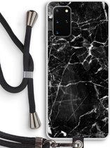 Case Company® - Samsung Galaxy S20 Plus hoesje met Koord - Zwart Marmer - Telefoonhoesje met Zwart Koord - Bescherming aan alle Kanten en Over de Schermrand