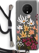 Case Company® - OnePlus 7T hoesje met Koord - Painted wildflowers - Telefoonhoesje met Zwart Koord - Bescherming aan alle Kanten en Over de Schermrand