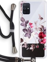 Case Company® - Samsung Galaxy A71 hoesje met Koord - Mooie bloemen - Telefoonhoesje met Zwart Koord - Bescherming aan alle Kanten en Over de Schermrand