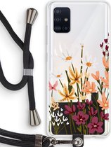 Case Company® - Samsung Galaxy A51 4G hoesje met Koord - Painted wildflowers - Telefoonhoesje met Zwart Koord - Bescherming aan alle Kanten en Over de Schermrand