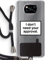 Case Company® - Poco X3 Pro hoesje met Koord - Don't need approval - Telefoonhoesje met Zwart Koord - Bescherming aan alle Kanten en Over de Schermrand