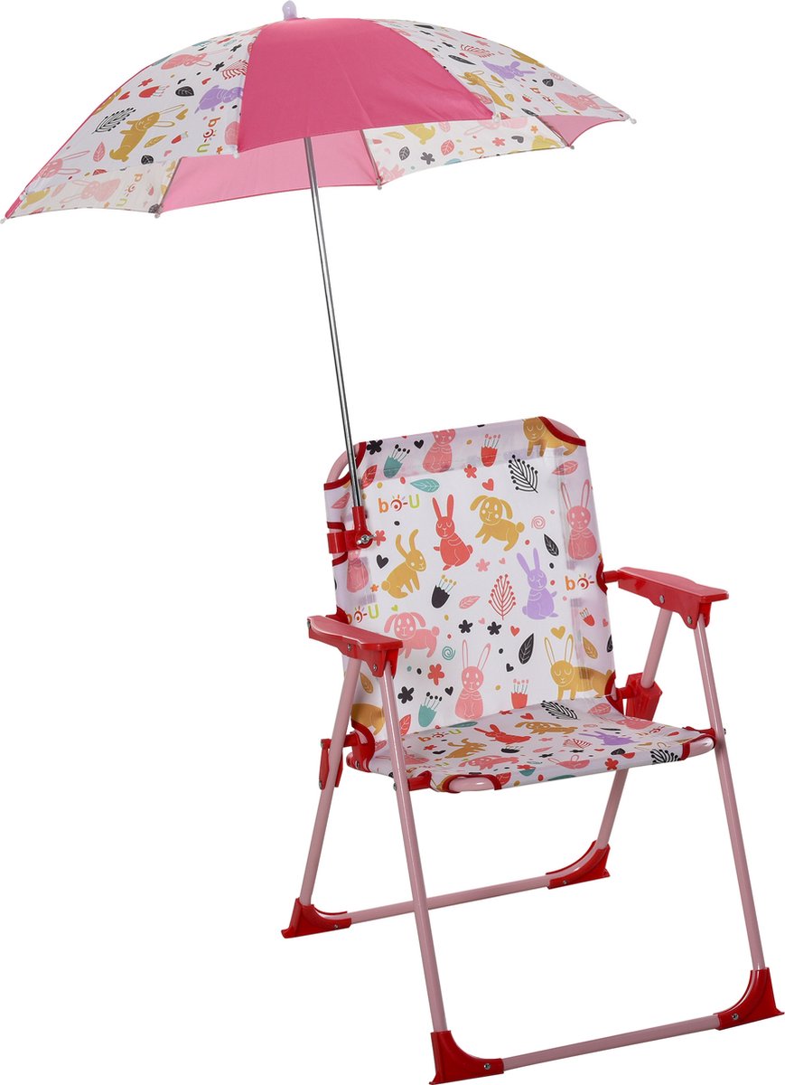 Outsunny Kinder campingstoel met parasol strandstoel opvouwbaar voor 1-3 jaar 312-027-1