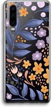 Case Company® - Huawei P30 hoesje - Flowers with blue leaves - Soft Cover Telefoonhoesje - Bescherming aan alle Kanten en Schermrand