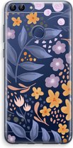 Case Company® - Huawei P Smart (2018) hoesje - Flowers with blue leaves - Soft Cover Telefoonhoesje - Bescherming aan alle Kanten en Schermrand