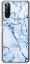 Case Company® - Sony Xperia 10 III hoesje - Blauw marmer - Soft Cover Telefoonhoesje - Bescherming aan alle Kanten en Schermrand