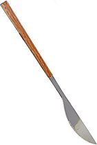 dinermes 22,5 x 2 cm RVS/hout naturel/zilver