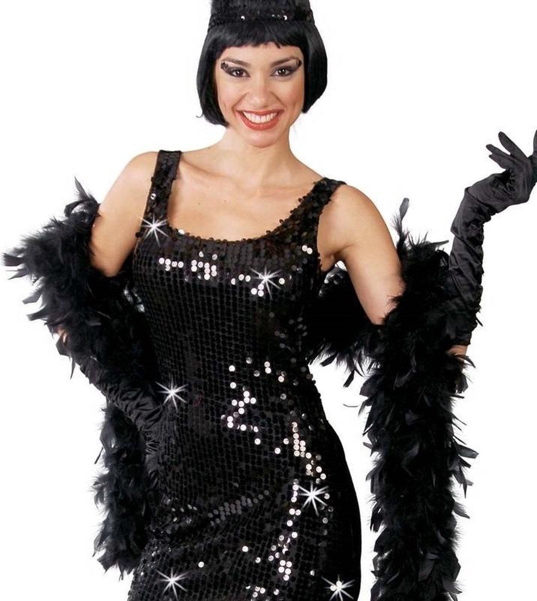 2x pièces de luxe boa en plumes noires 180 cm - Accessoires de costumes de  carnaval