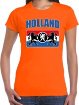 Oranje t-shirt Holland / Nederland supporter Holland met een Nederlands wapen EK/ WK voor dames XL