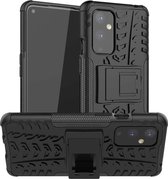 Voor OnePlus 9 Tyre Texture Shockproof TPU + PC beschermhoes met houder (zwart)