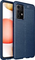 Voor Samsung Galaxy A72 5G Litchi Texture TPU schokbestendig hoesje (blauw)