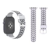 Voor Apple Watch Series 3 & 2 & 1 38mm fashion fishbone patroon siliconen horlogebandje (wit)