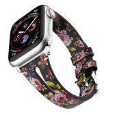 Waterdruppelvormige lederen polsband Horlogeband voor Apple Watch Series 4 & 3 & 2 & 1 38 mm (zwart en roze)