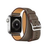 Voor Apple Watch 3/2/1 generatie 38 mm universele lederen dubbele lusriem (grijs)