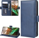 Dubbelzijdige magnetische gesp horizontale flip lederen tas voor Galaxy Note 10, met houder & kaartsleuven & portemonnee & fotolijst (donkerblauw)