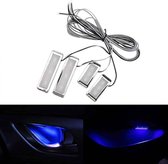4 STUKS Universele Auto LED Binnenhandvat Licht Sfeerverlichting Decoratieve Lamp DC12V / 0,5 W Kabellengte: 75 cm (Blauw Licht)