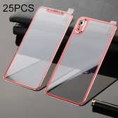 25 stuks titaniumlegering rand volledige dekking voor + achterkant gehard glas screenprotector voor iPhone XR (rood)