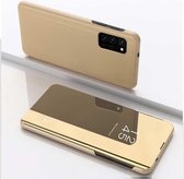 Voor Samsung Galaxy M31 / M21 / M30S vergulde spiegel horizontale flip lederen tas met houder (goud)