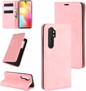 Voor Geschikt voor Xiaomi Mi Note 10 Lite Retro-skin Business Magnetische Suction Leather Case met houder & kaartsleuven & portemonnee (roze)