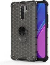 Voor Xiaomi Redmi 9 schokbestendige honingraat PC + TPU ringhouder beschermhoes (grijs)