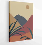 Mountain and Botanical wall art vector set. Earth tones landscapes wallpaper 1 - Moderne schilderijen – Vertical – 1924982624 - 115*75 Vertical