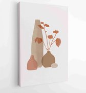 Floral and Foliage in bottle line art drawing with abstract shape 4 - Moderne schilderijen – Vertical – 1920148469 - 40-30 Vertical