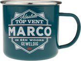 Mok - Top vent - Marco - Geëmailleerd - Gevuld met verpakte Sorini bonbons - In cadeauverpakking