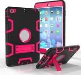Voor iPad Mini 5/4 schokbestendige pc + siliconen beschermhoes, met houder (zwarte roos)