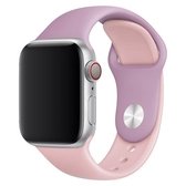 Dubbele kleuren siliconen horlogeband voor Apple Watch Series 3 & 2 & 1 42 mm (paars + lichtroze)