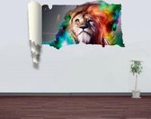 3D Lionhead Picture Scroll verwijderbare muurkunststicker, afmetingen: 66 x 98 x 0,3 cm