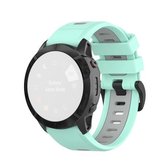 Voor Garmin Fenix 6X siliconen tweekleurige band (groenblauw)