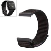 Voor Fitbit Versa / Versa 2 nylon horlogeband met klittenband (zwartbruin)