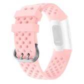 Voor Fitbit Charge 3/4 holle vierkante siliconen band vervangende polsband (roze)