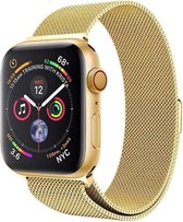 Milanees bandje geschikt voor Apple Watch 44 mm - Geschikt voor Apple Watch Series 1,2,3,4,5,6 en SE - RVS - Goud