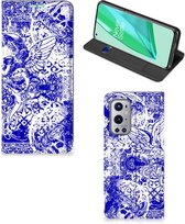 Smartphone Hoesje OnePlus 9 Pro Book Style Case Angel Skull Blue