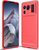 Xiaomi Mi 11 Ultra Hoesje - Mobigear - Brushed Slim Serie - TPU Backcover - Rood - Hoesje Geschikt Voor Xiaomi Mi 11 Ultra